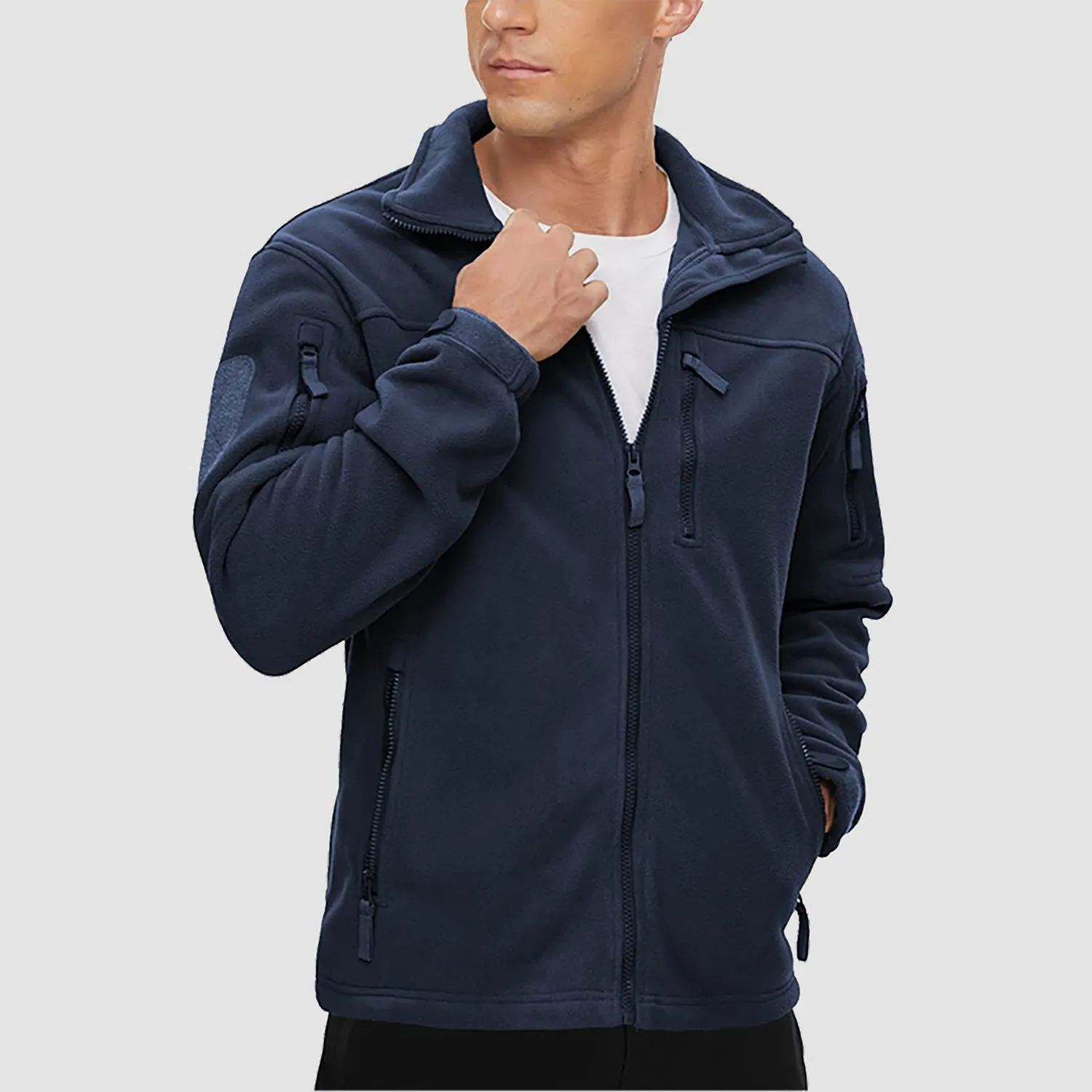 Men's Fleece Tactical Jacket Stand Collar Military Field Jackets