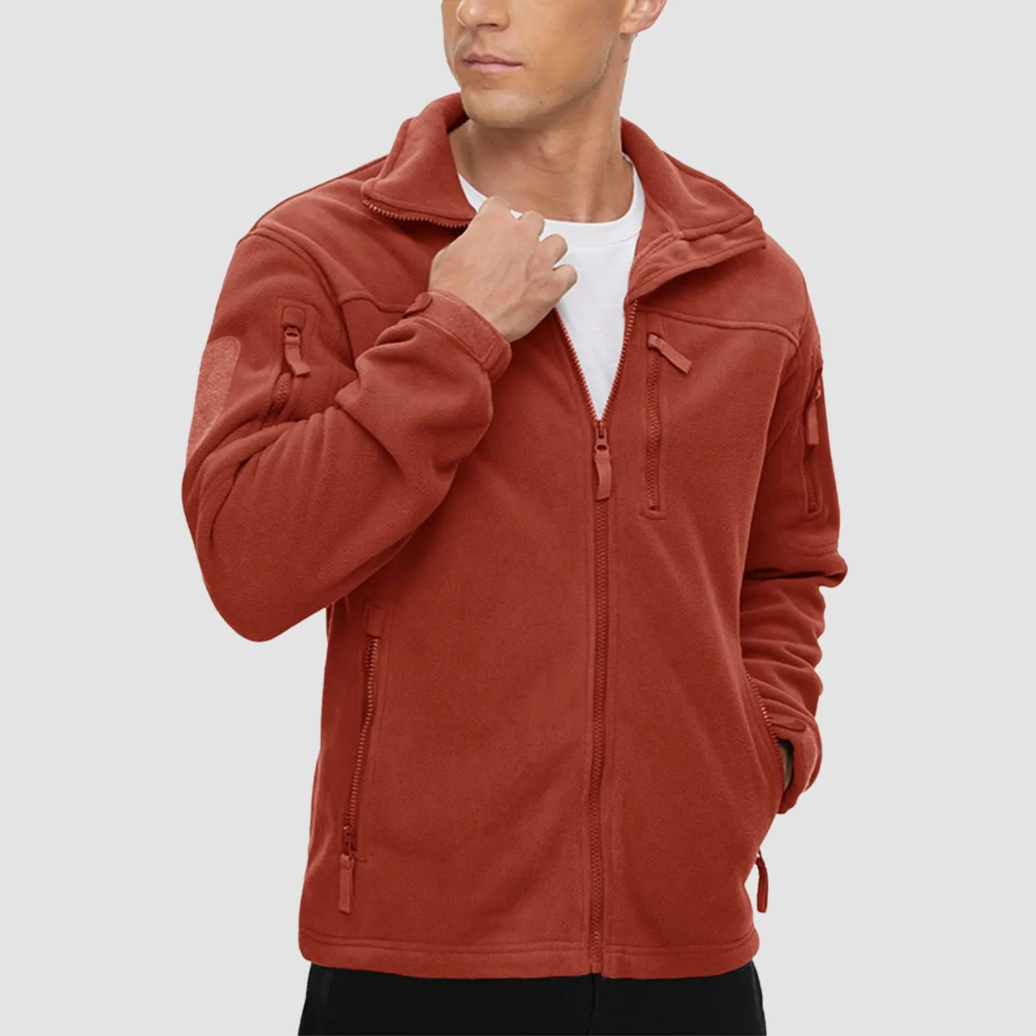 Men's Fleece Tactical Jacket Stand Collar Military Field Jackets