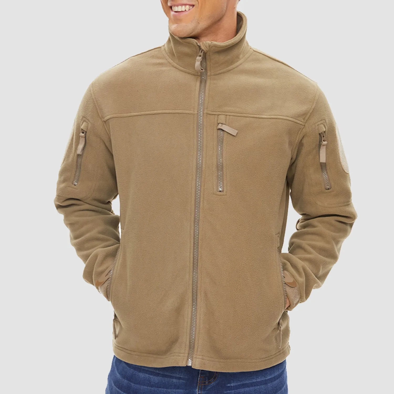 Men's Fleece Tactical Jacket Stand Collar Military Field Jackets