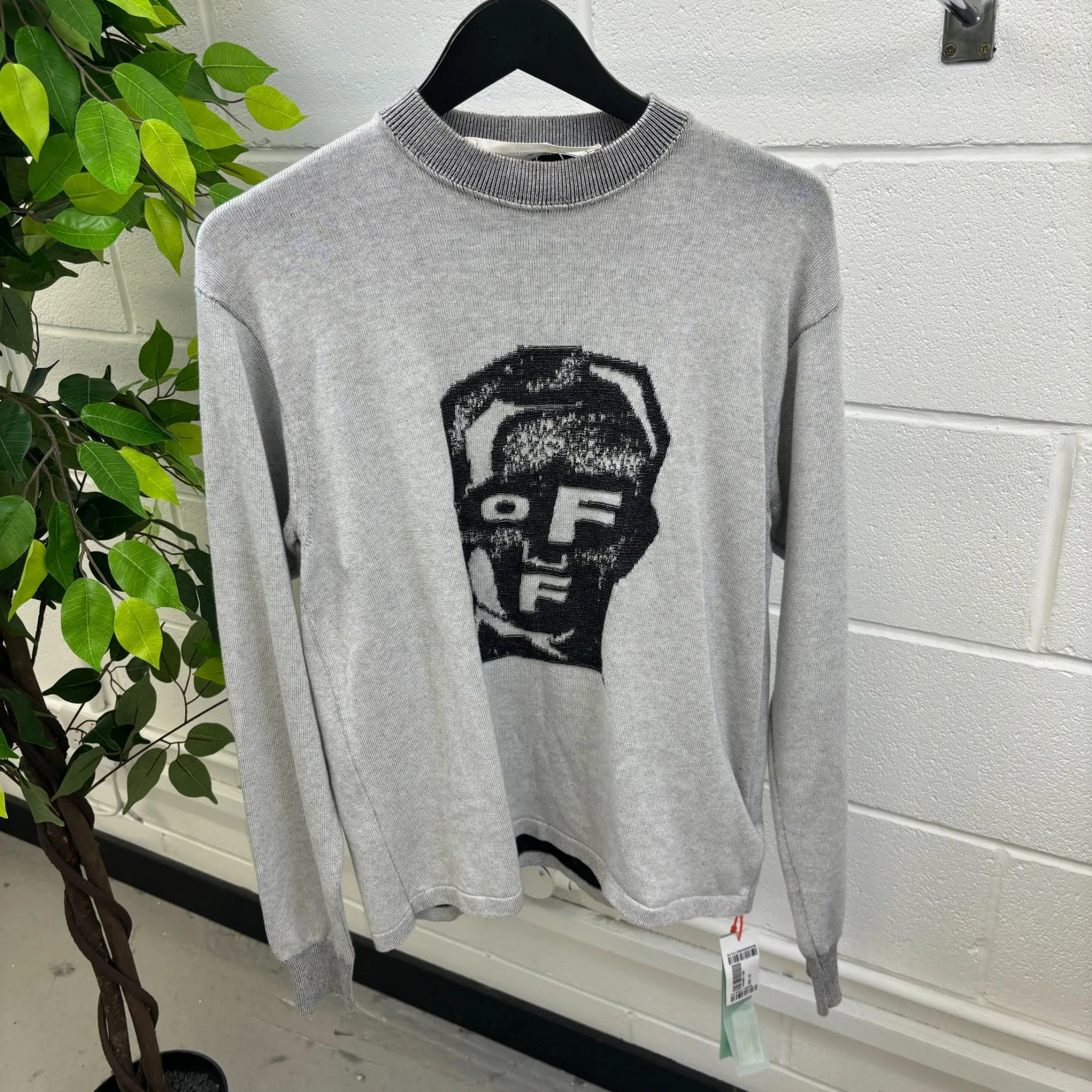Men's Masked Face Logo Jumper Grey Size XS