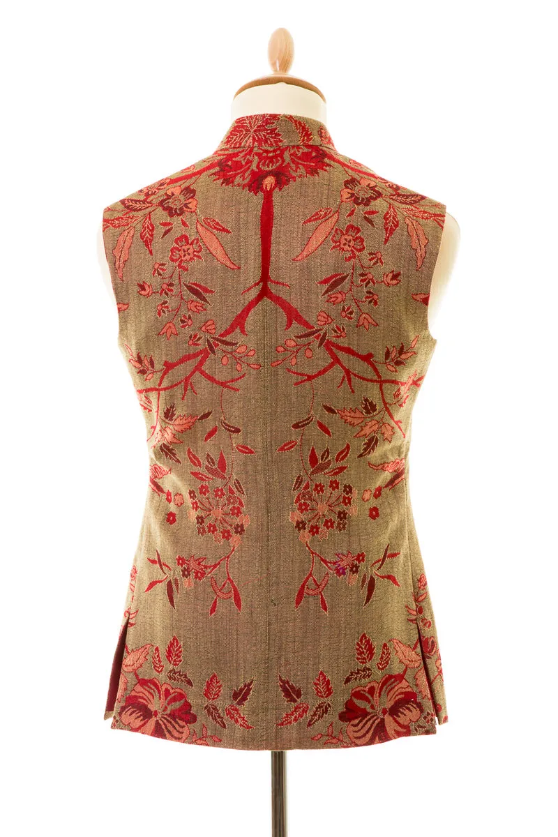 Mens Nehru Waistcoat in Electric Moss