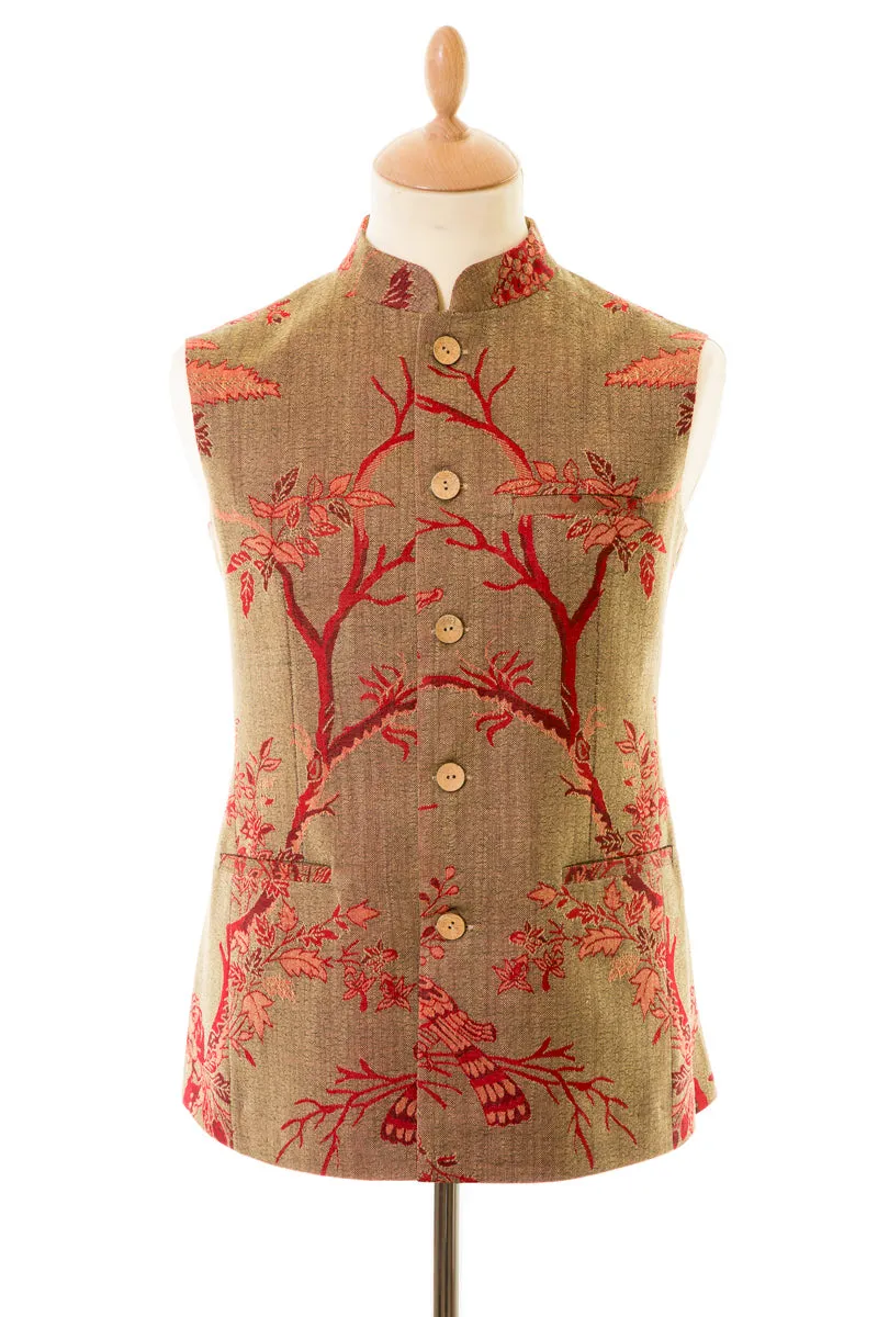 Mens Nehru Waistcoat in Electric Moss