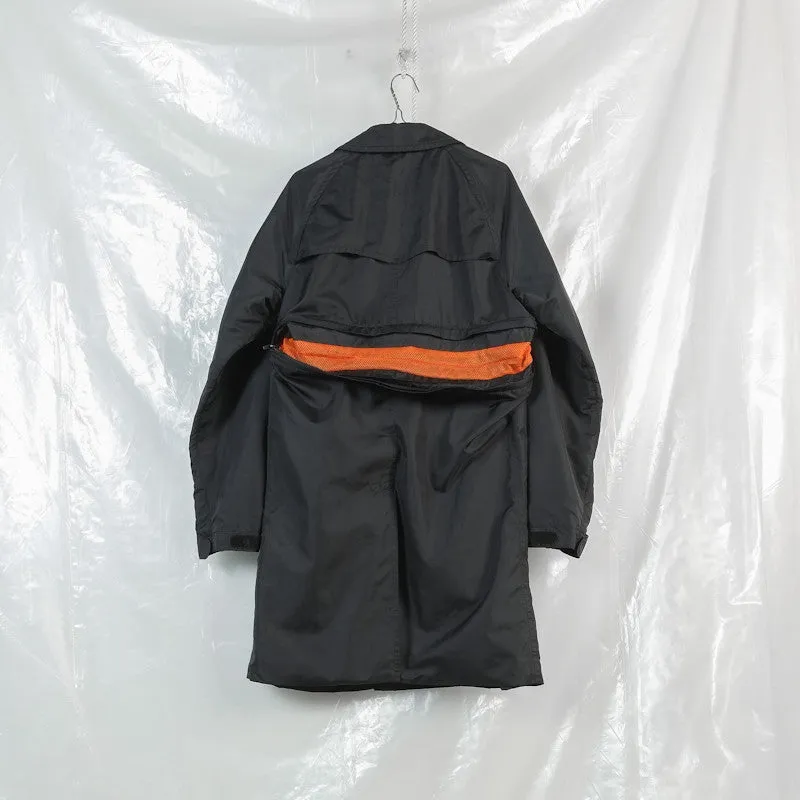 mesh lined zip trench coat