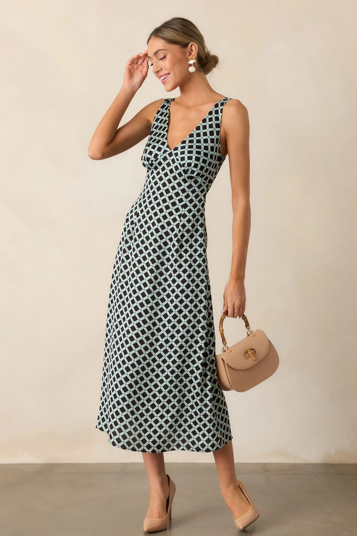 MINKPINK Nova Black Bias Slip Midi Dress