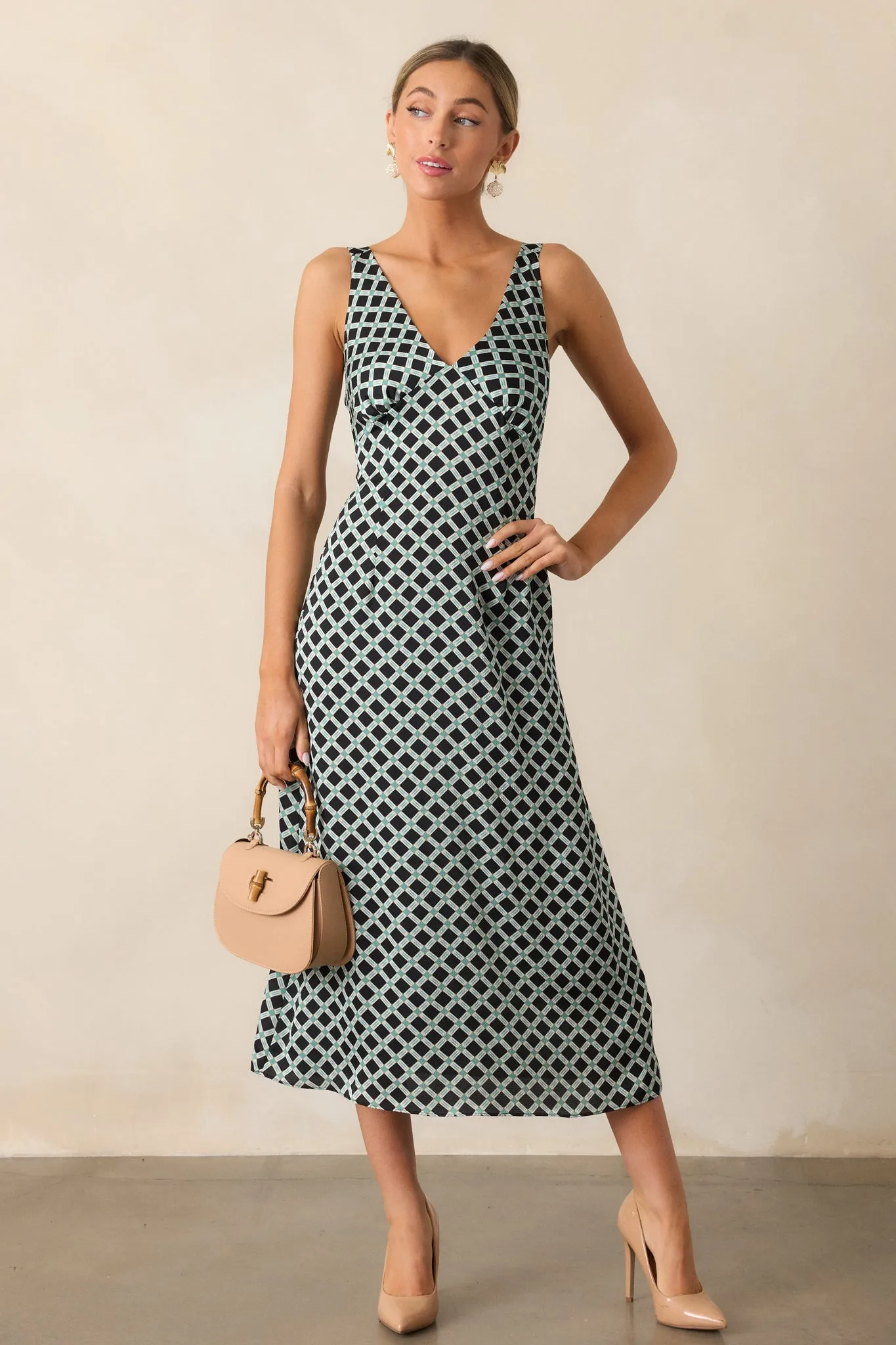 MINKPINK Nova Black Bias Slip Midi Dress