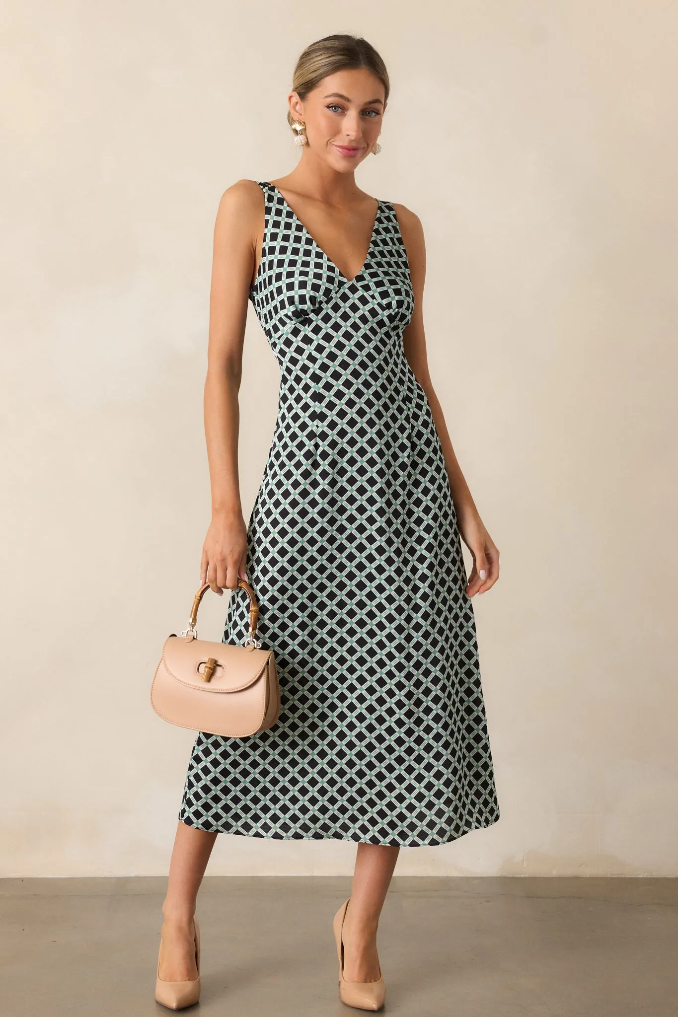 MINKPINK Nova Black Bias Slip Midi Dress