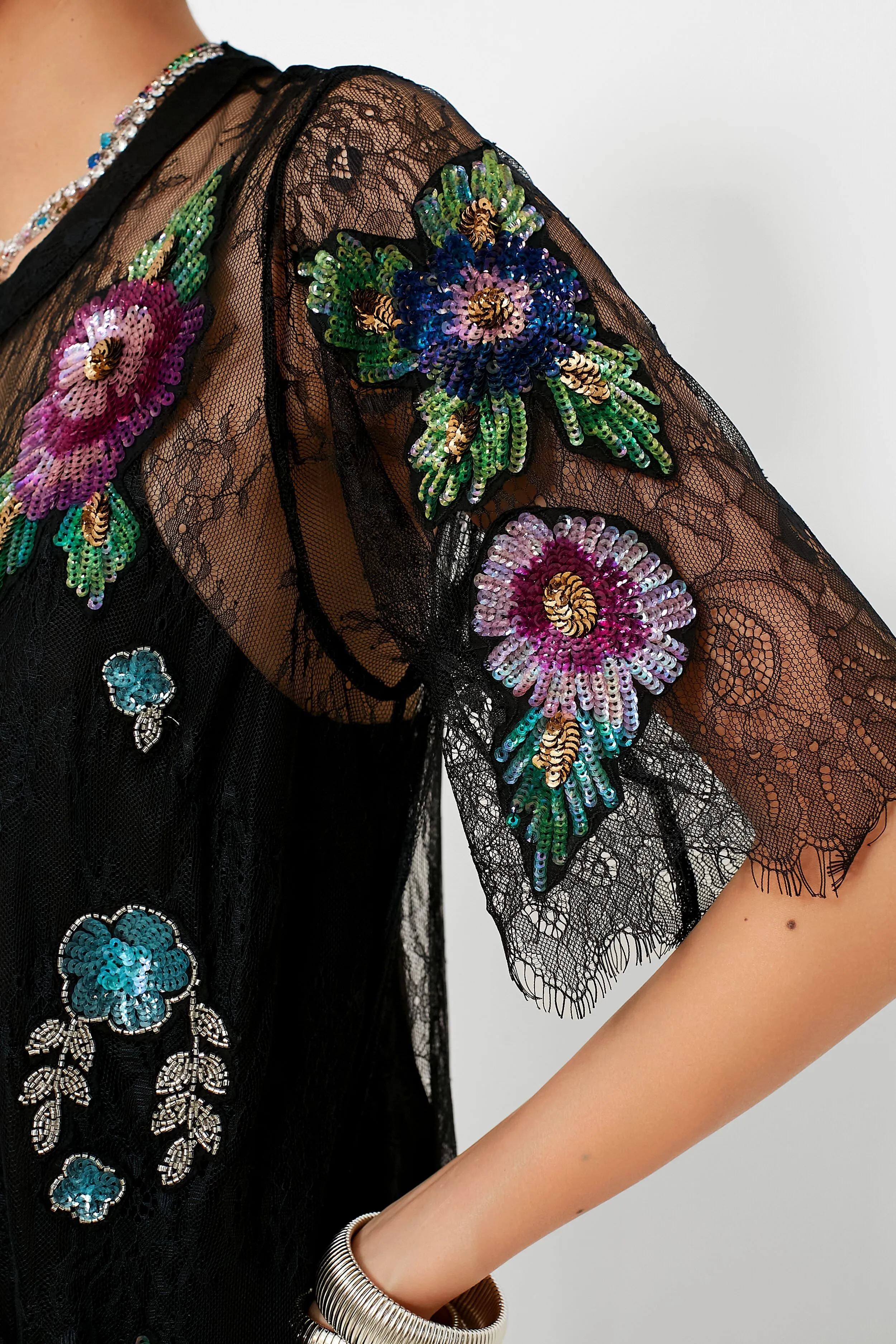 Multi Sequin Bethany Lace T-Shirt Dress