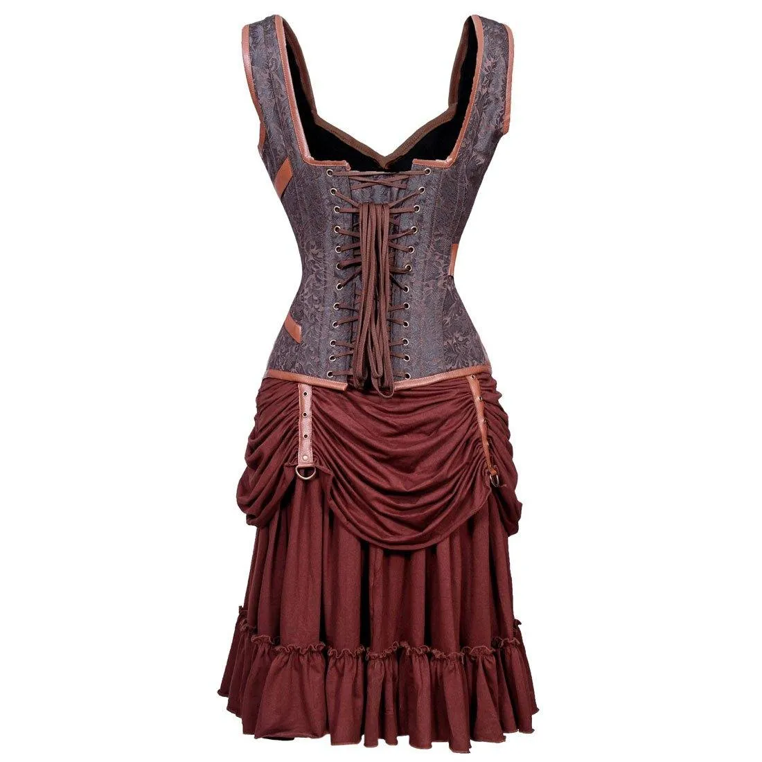 Naamah Steampunk Authentic Steel Boned Overbust Corset Dress