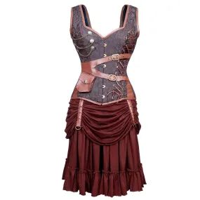 Naamah Steampunk Authentic Steel Boned Overbust Corset Dress