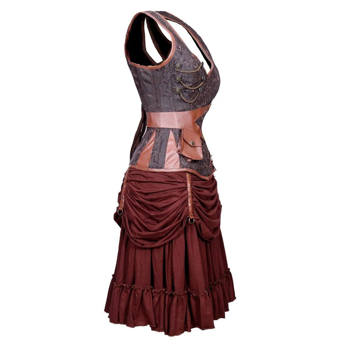 Naamah Steampunk Authentic Steel Boned Overbust Corset Dress