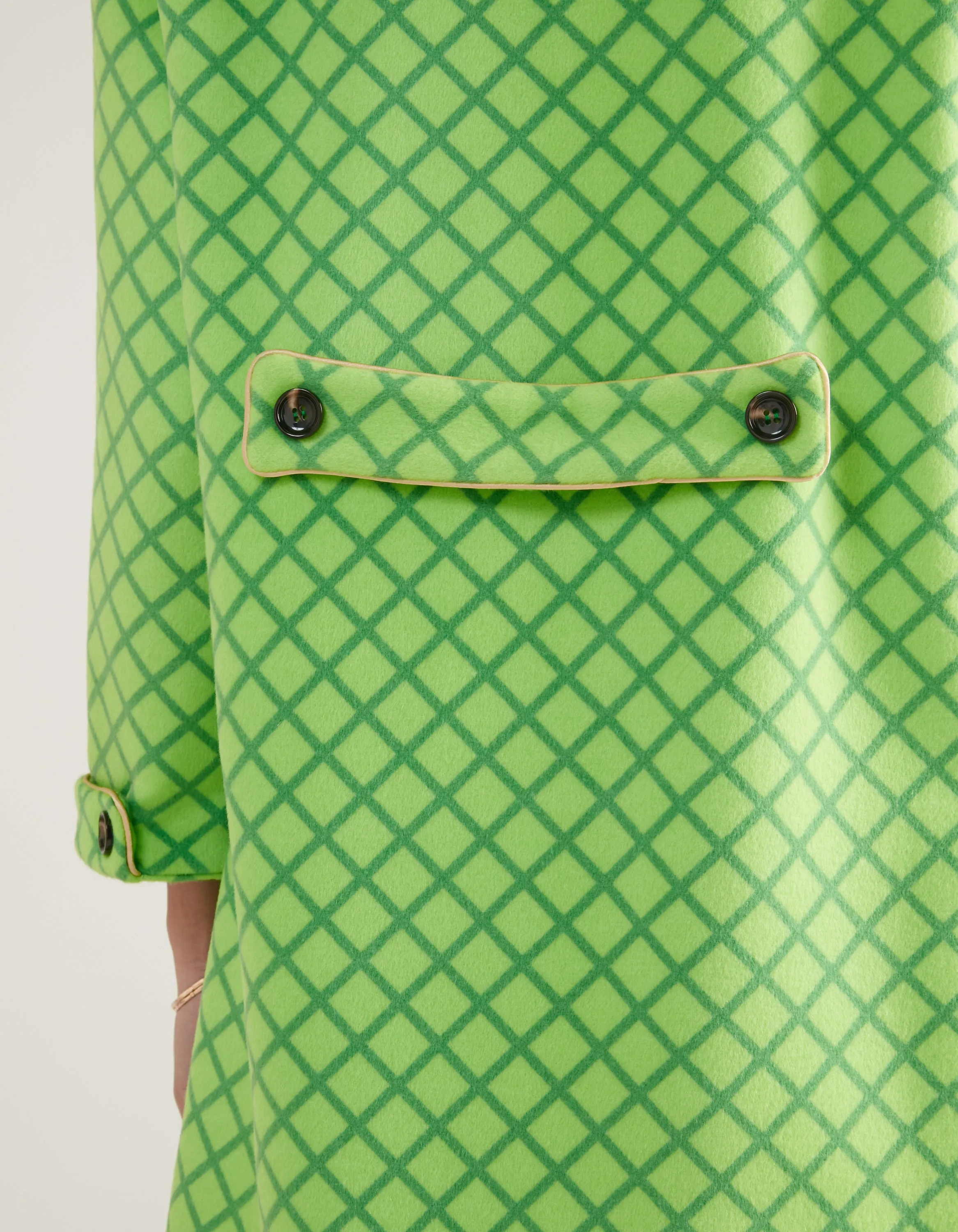 Nandi Green Mesh Print Cashmere And Wool Coat