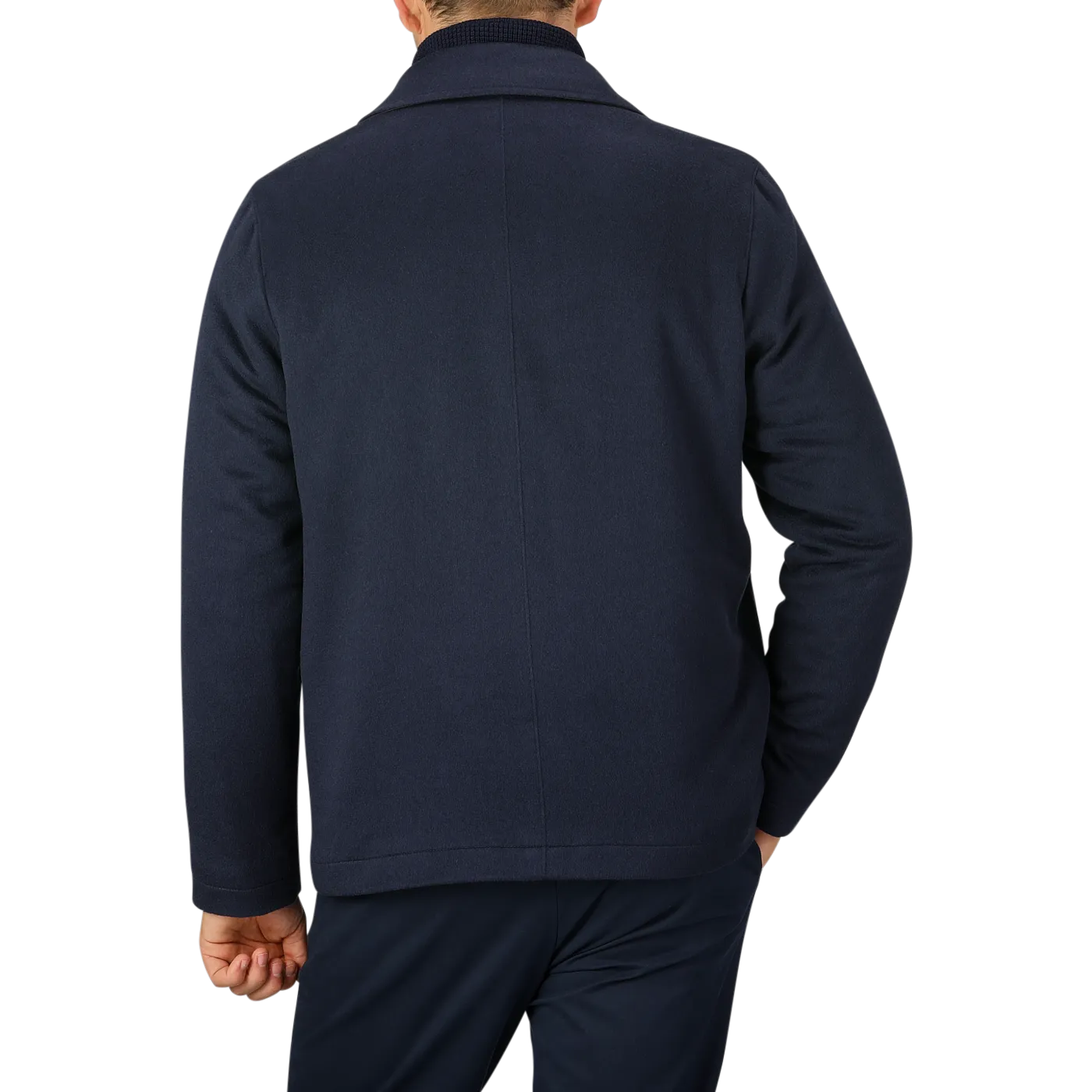 Navy Cashmere Half Padded Chore Coat