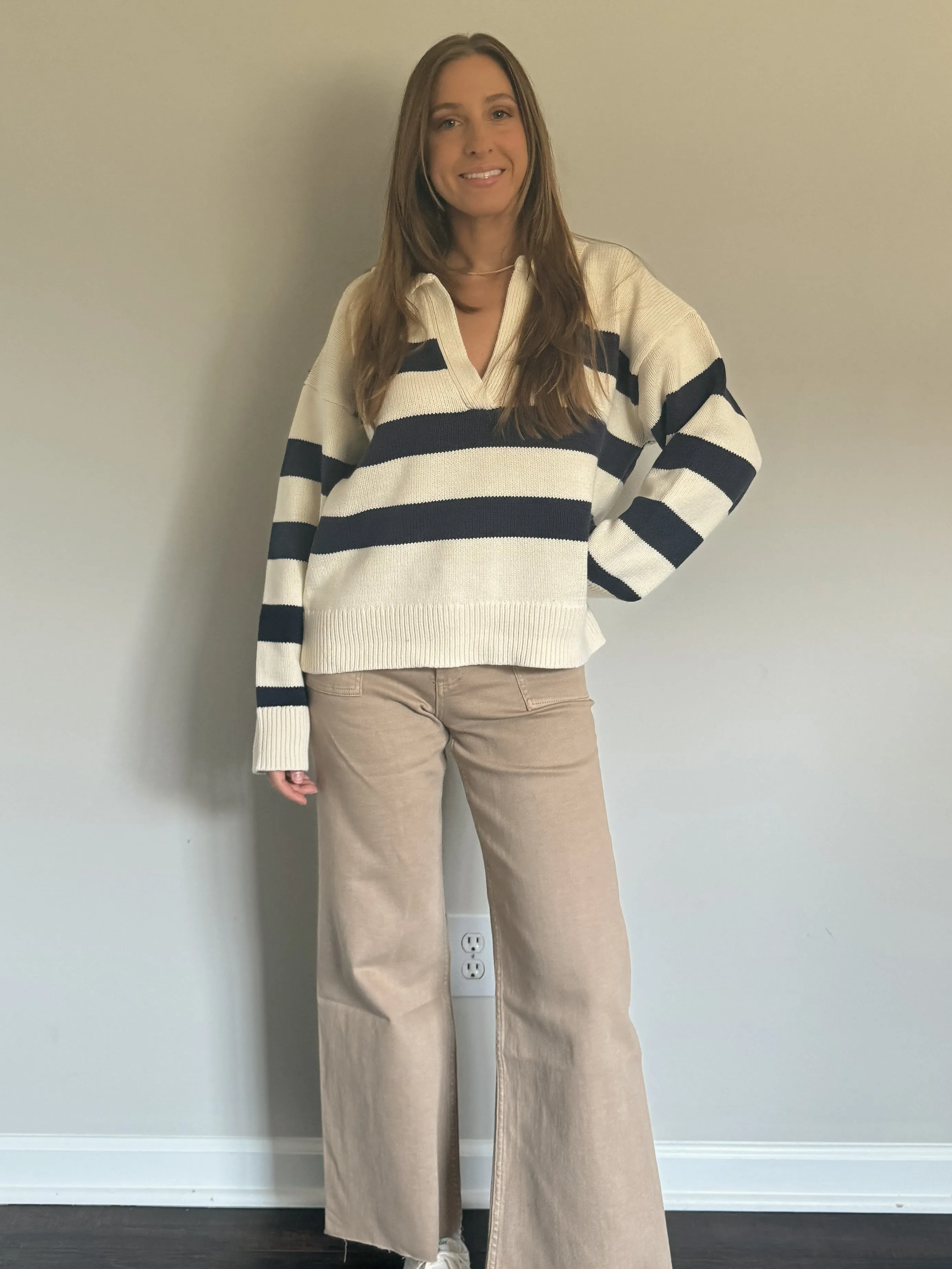 Navy Striped Long Sleeve Pullover