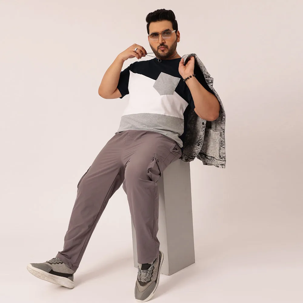 Navy White Grey Color Block T-shirt