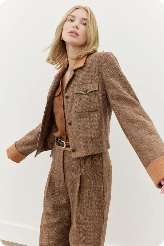 NEW!! Tawny Corduroy Contrast Tweed Jacket