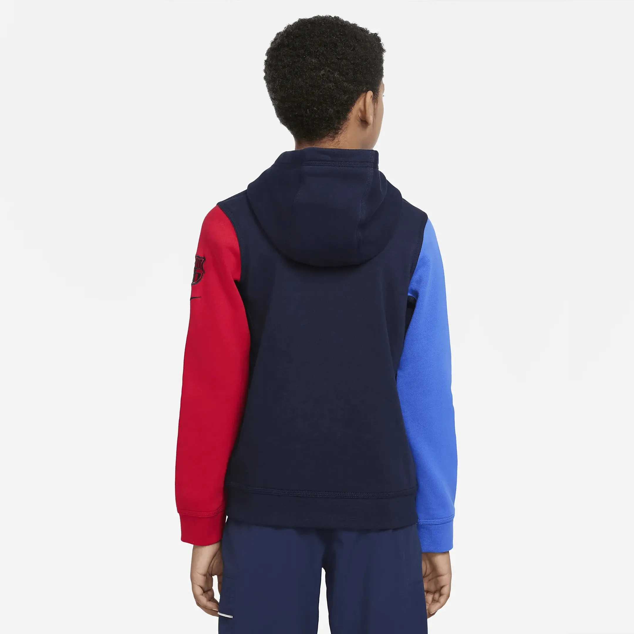 Nike 22-23 Barcelona Youth NSW Club Pullover Hoodie - Obsidian-Blue-Red