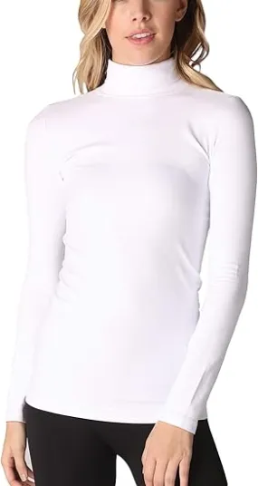 NikiBiki Basic Long Sleeve Mock Neck Top White