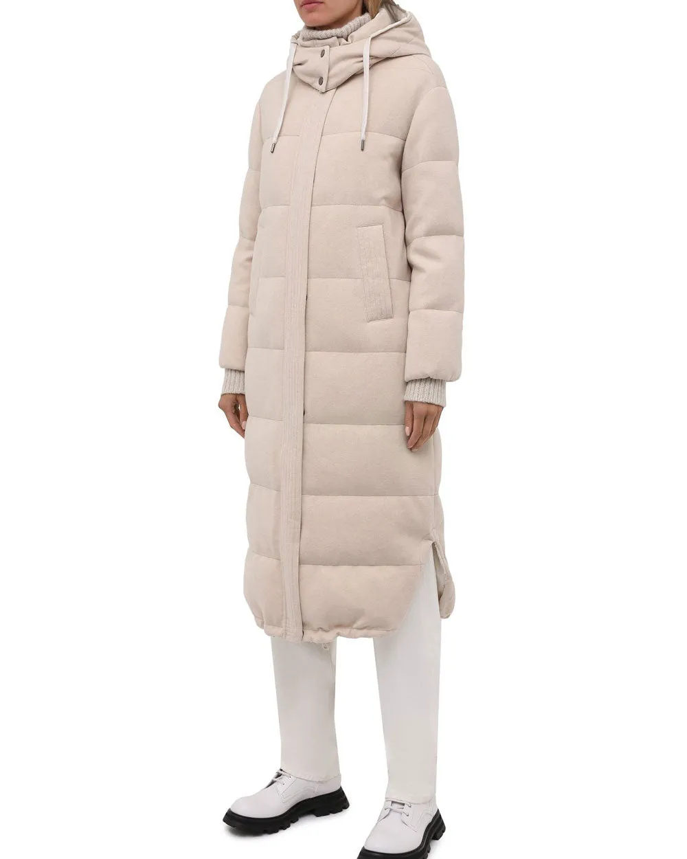 Oat Cashmere Padded Long Coat