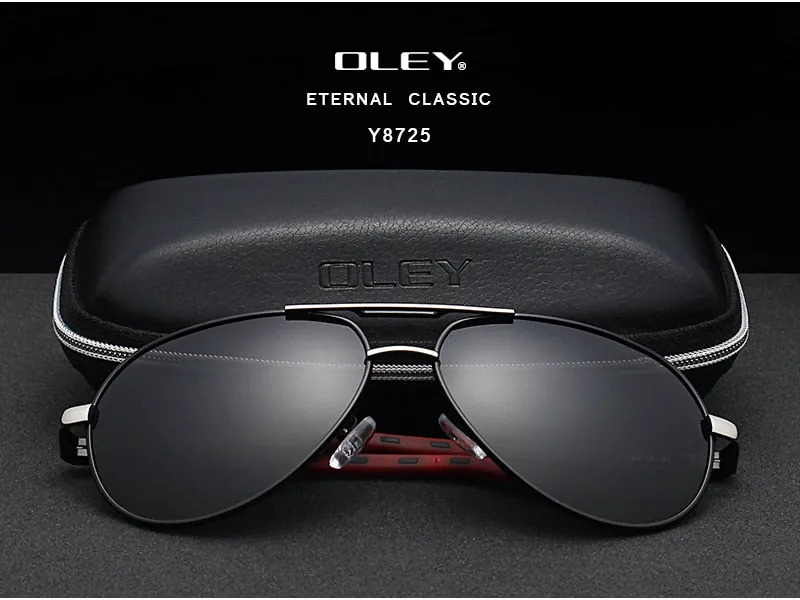 Oley Brand Men's Aluminum Polarized Sunglasses Classic Pilot Coating Lens Shades Y8725