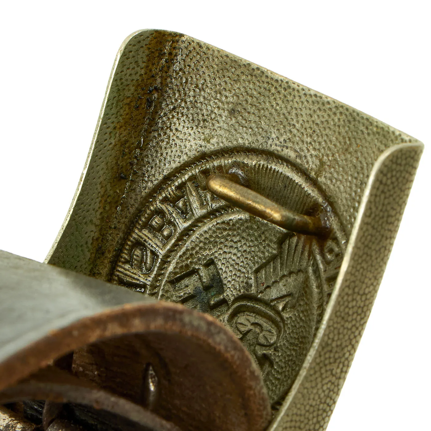 Original German WWII DRB Bahnschutzpolizei Railway Police Belt with Pebbled Aluminum Buckle