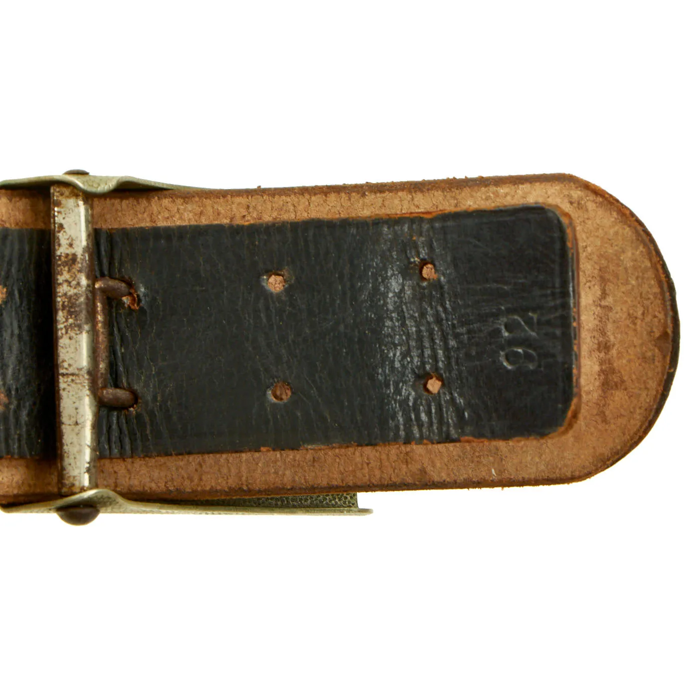 Original German WWII DRB Bahnschutzpolizei Railway Police Belt with Pebbled Aluminum Buckle