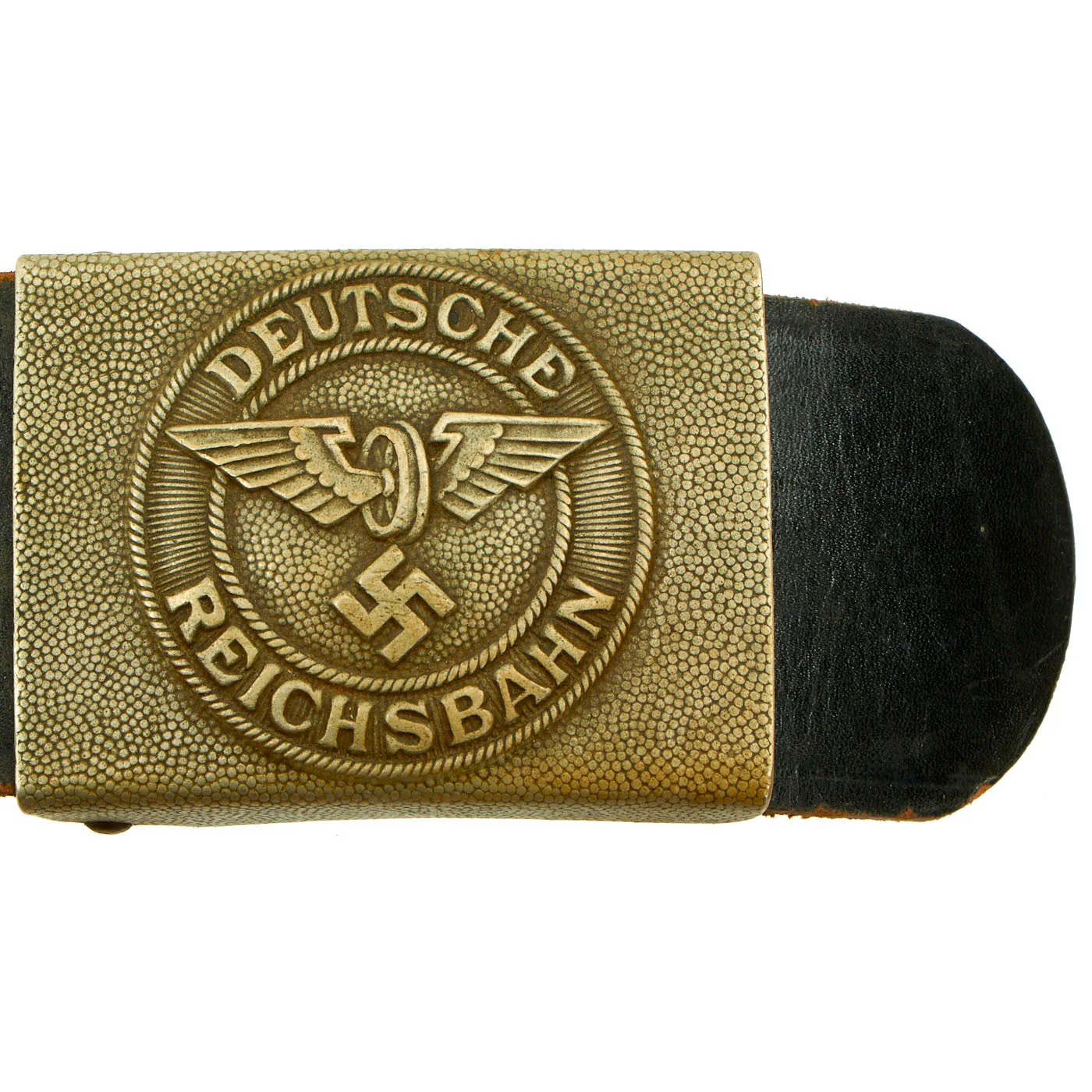 Original German WWII DRB Bahnschutzpolizei Railway Police Belt with Pebbled Aluminum Buckle