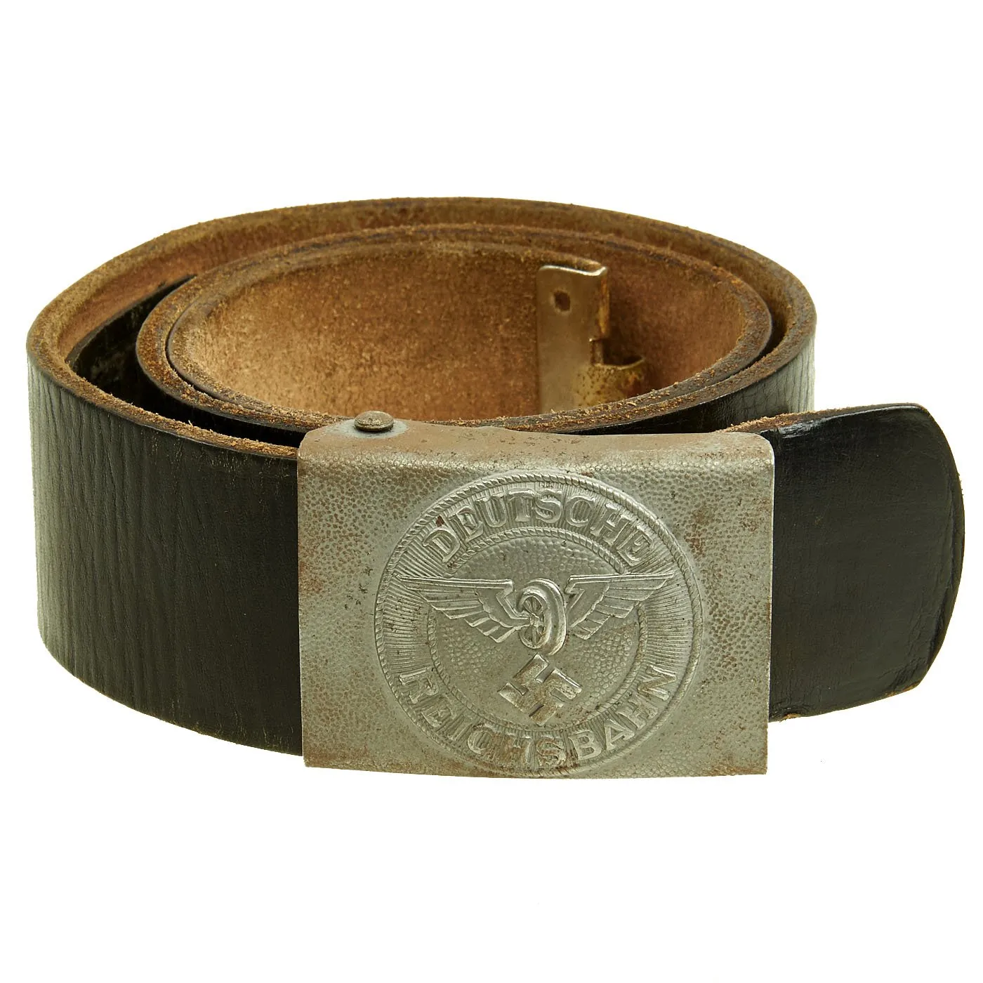 Original German WWII DRB Bahnschutzpolizei Railway Police Belt with Pebbled Steel Buckle