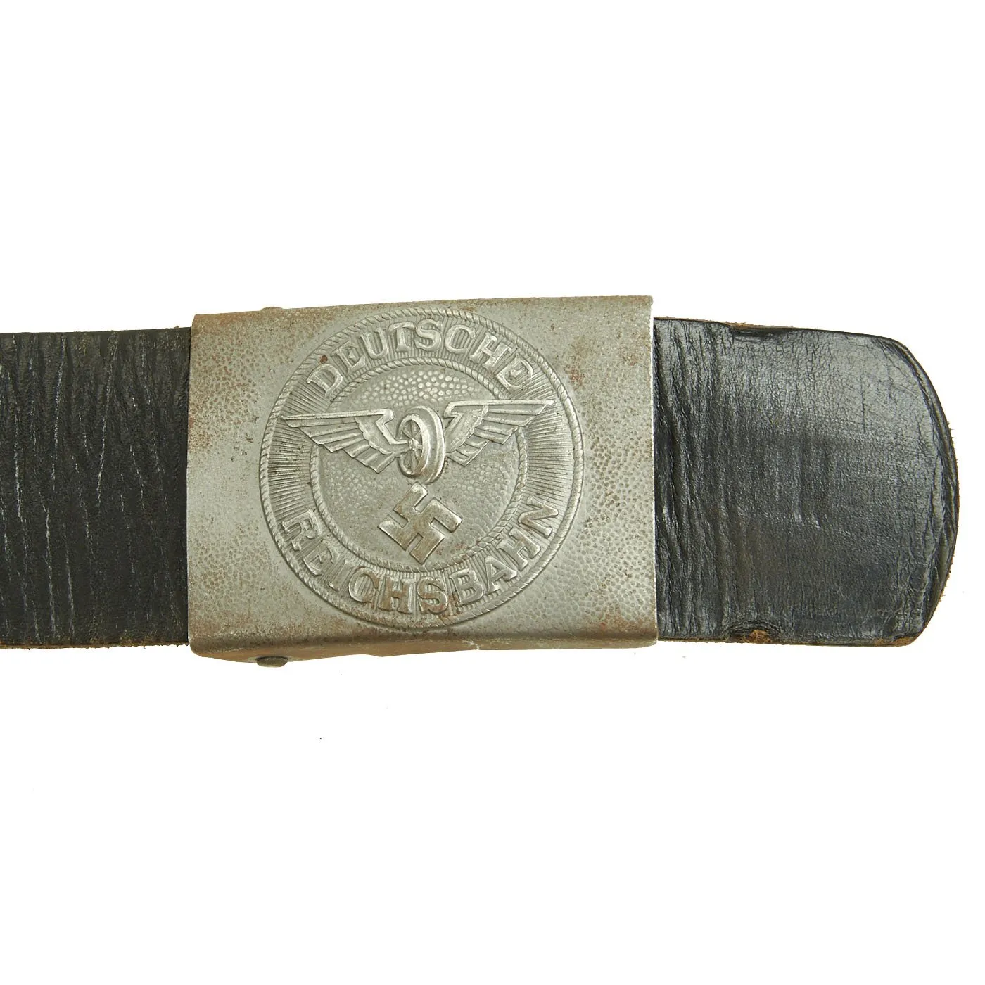 Original German WWII DRB Bahnschutzpolizei Railway Police Belt with Pebbled Steel Buckle