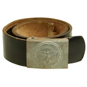 Original German WWII DRB Bahnschutzpolizei Railway Police Belt with Pebbled Steel Buckle