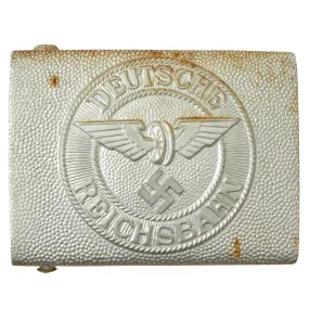 Original German WWII DRB Bahnschutzpolizei Railway Police Pebbled Aluminum Belt Buckle by Richard Sieper & Söhne