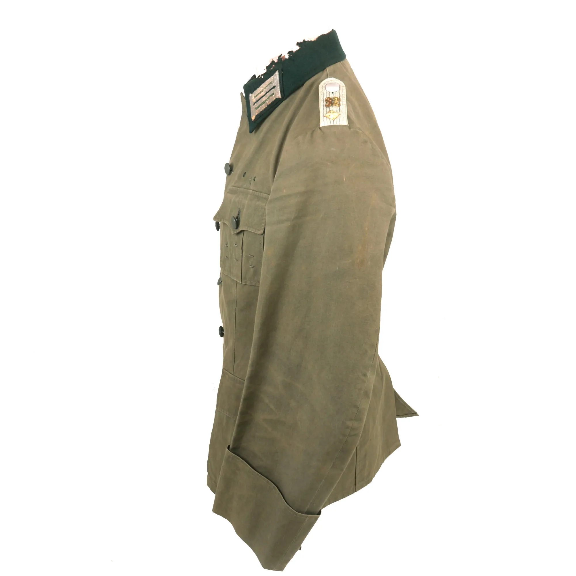 Original German WWII Heer Infantry Oberleutnant Officer Summer Weight M36 Field Tunic by Wilhelm Holters with Rare Kurland Cuff Title - Infanterie Regiment 32