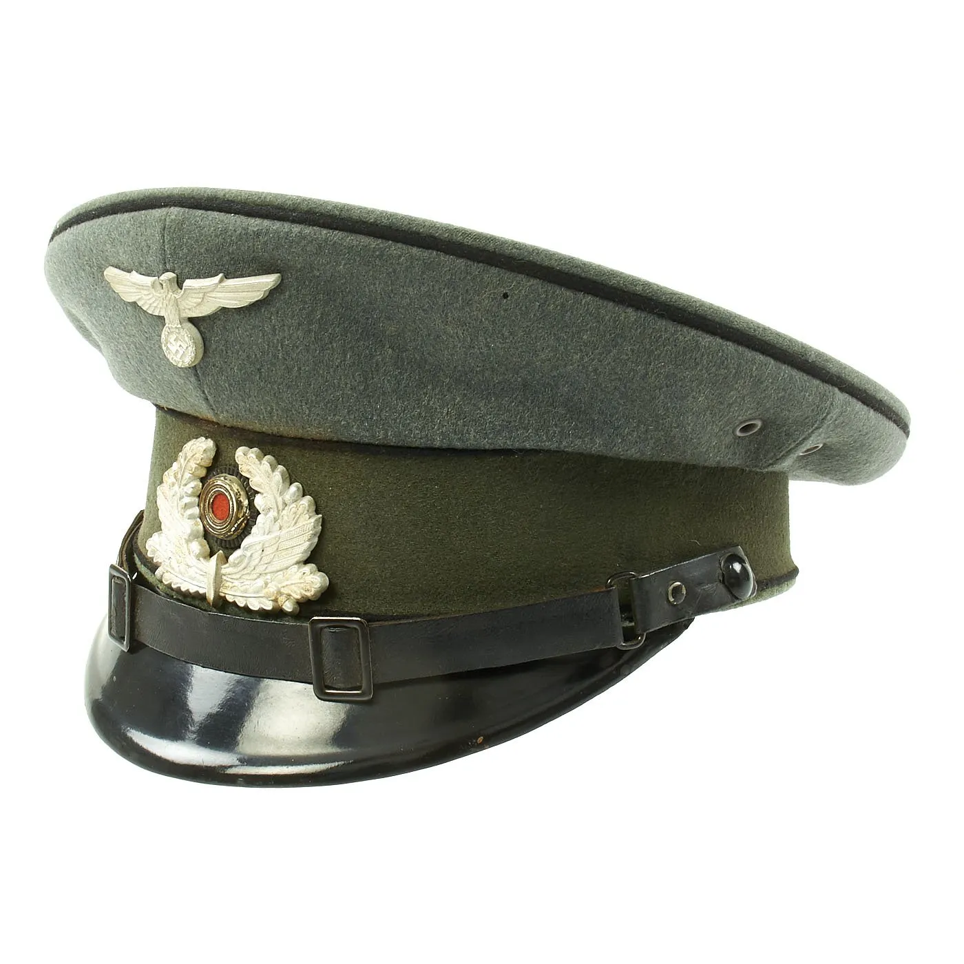 Original German WWII Named DRB Bahnschutzpolizei Railway Police 56cm Visor Cap by Clemens Wagner
