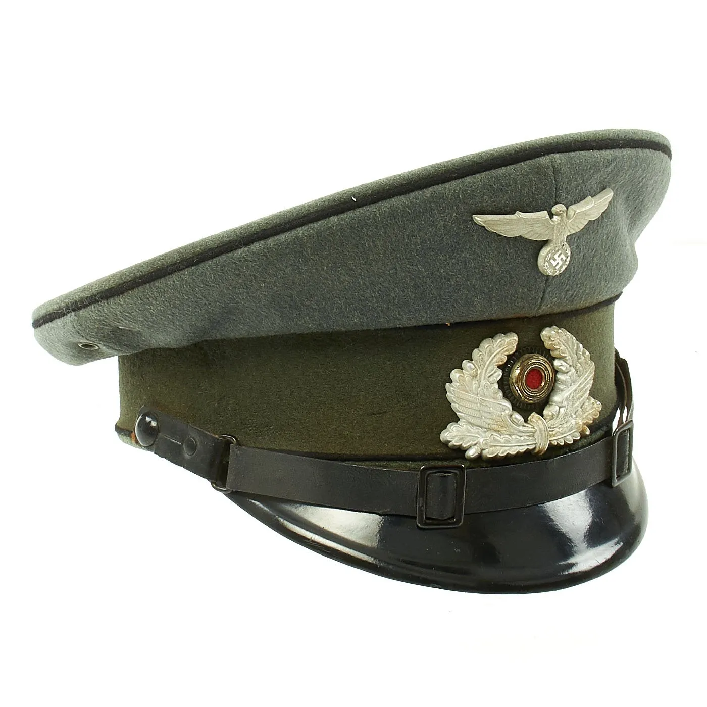Original German WWII Named DRB Bahnschutzpolizei Railway Police 56cm Visor Cap by Clemens Wagner