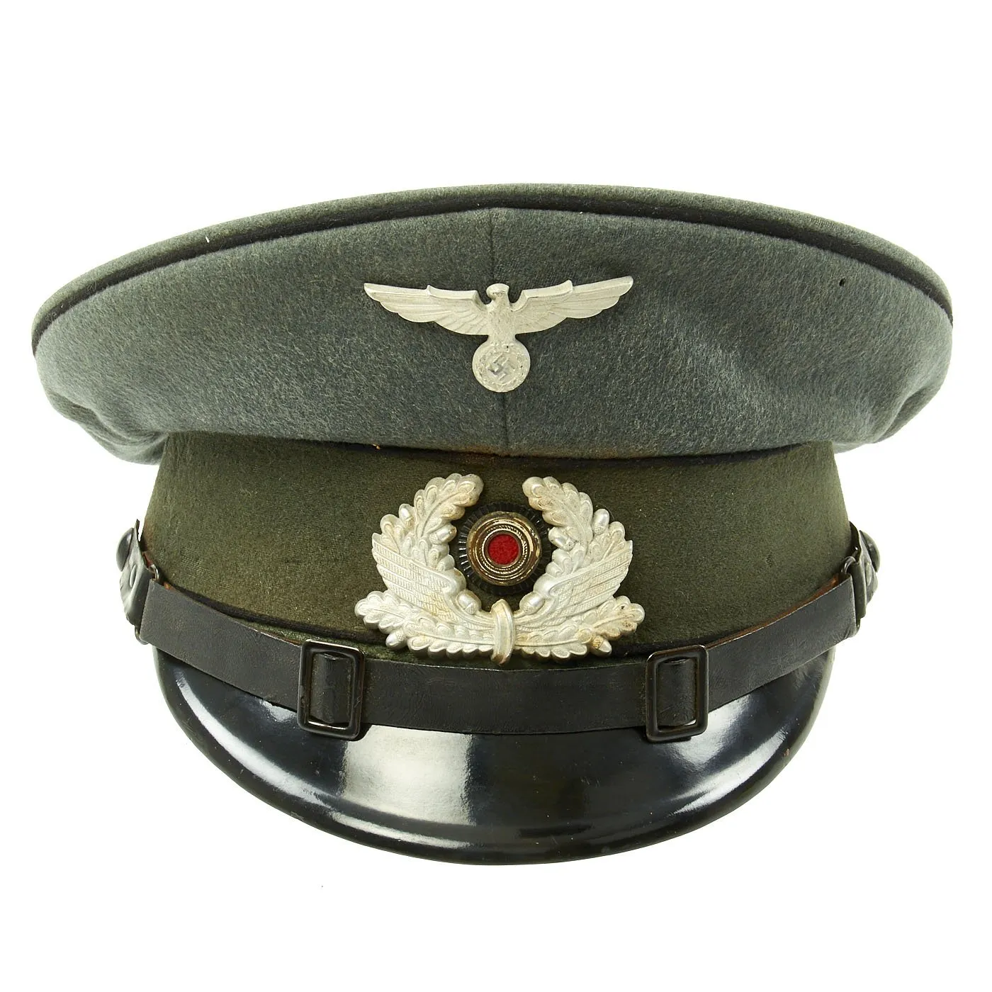 Original German WWII Named DRB Bahnschutzpolizei Railway Police 56cm Visor Cap by Clemens Wagner