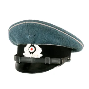 Original German WWII Named DRB Bahnschutzpolizei Railway Police Visor Cap by Schellenberg - Missing Eagle