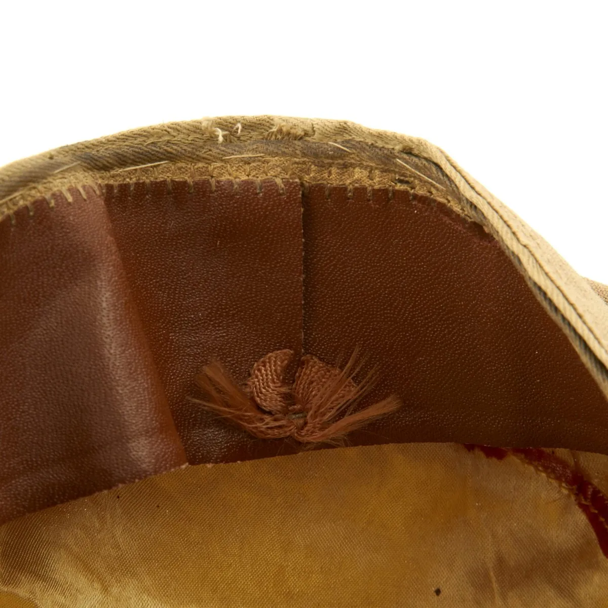 Original U.S. WWII USAAF Named Officer Khaki Crush Peaked Visor Cap by Bell - Leonard A. Wilkes
