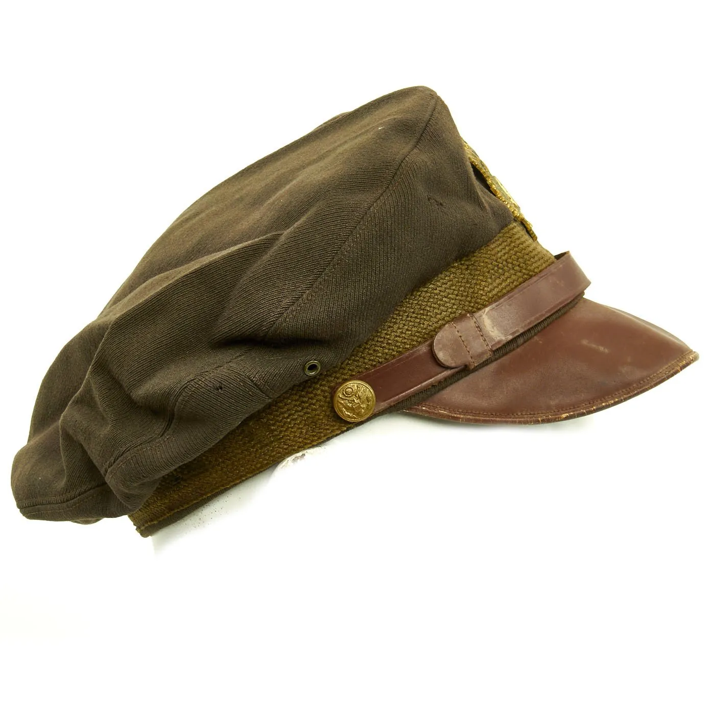 Original U.S. WWII USAAF Named Officer Winter Crush Visor Cap - FLIGHTER by BANCROFT