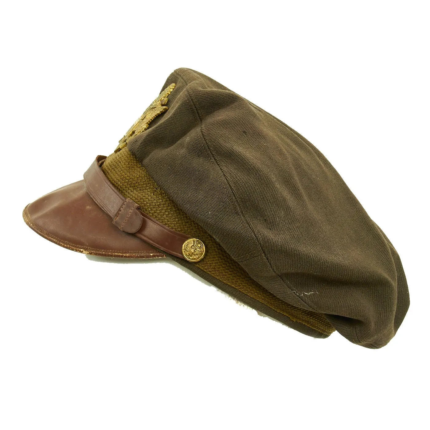 Original U.S. WWII USAAF Named Officer Winter Crush Visor Cap - FLIGHTER by BANCROFT