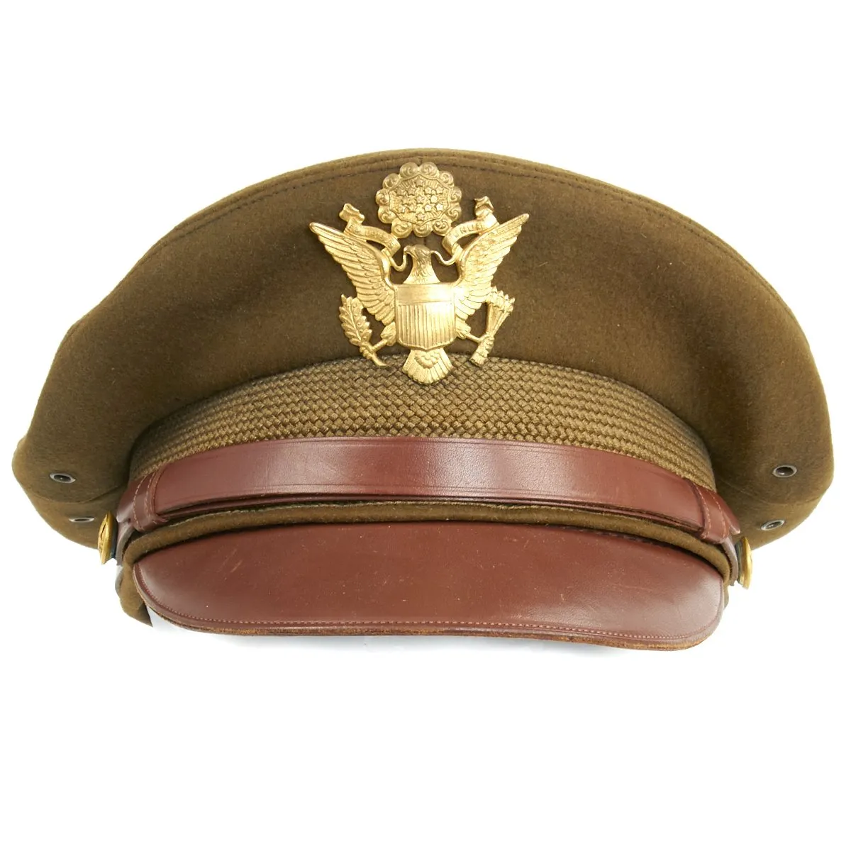 Original U.S. WWII USAAF Officer AIRFLOW Crush Cap With Rear Chin Strap - Size 7 1/8