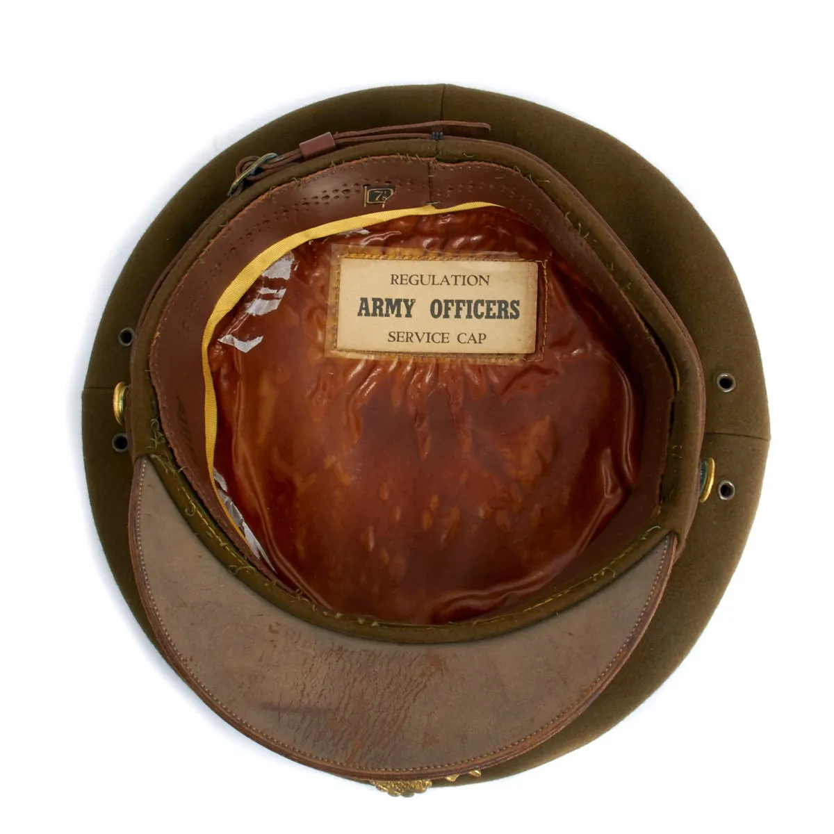 Original U.S. WWII USAAF Officer AIRFLOW Crush Cap With Rear Chin Strap - Size 7 1/8