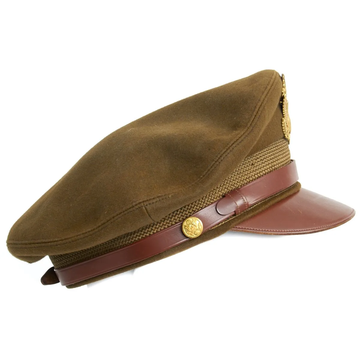 Original U.S. WWII USAAF Officer AIRFLOW Crush Cap With Rear Chin Strap - Size 7 1/8