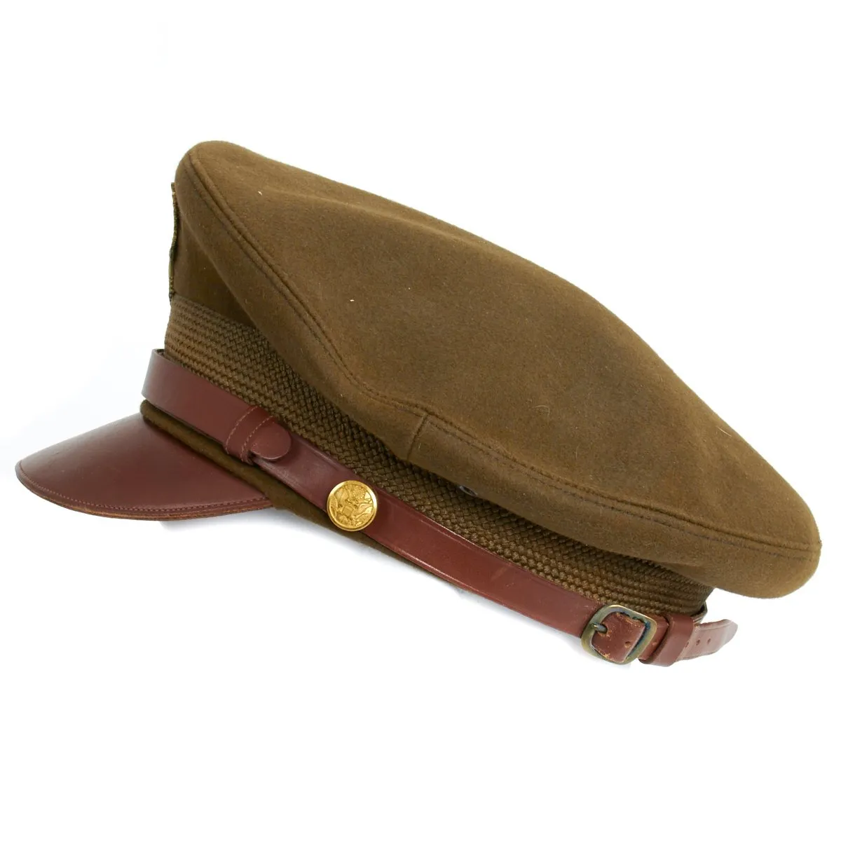 Original U.S. WWII USAAF Officer AIRFLOW Crush Cap With Rear Chin Strap - Size 7 1/8