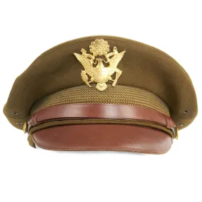 Original U.S. WWII USAAF Officer AIRFLOW Crush Cap With Rear Chin Strap - Size 7 1/8