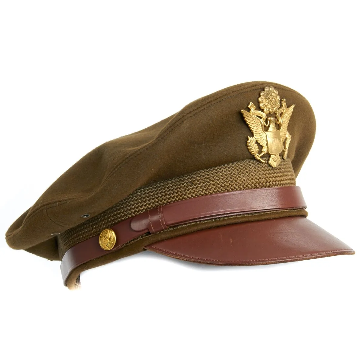 Original U.S. WWII USAAF Officer AIRFLOW Crush Cap With Rear Chin Strap - Size 7 1/8