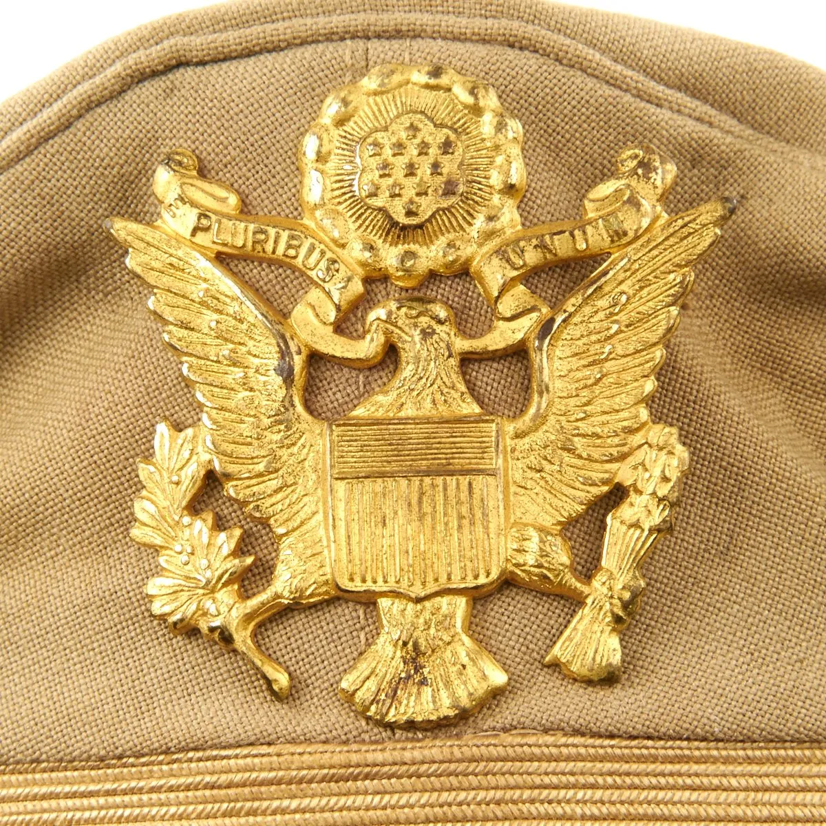 Original U.S. WWII USAAF Officer Khaki Crush Peaked Visor Cap with Back Strap - Size 7 1/4