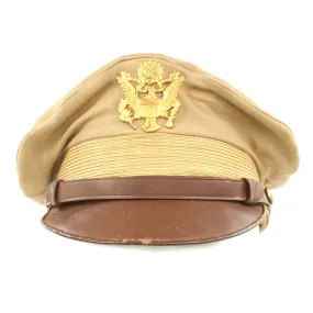 Original U.S. WWII USAAF Officer Khaki Crush Peaked Visor Cap with Back Strap - Size 7 1/4