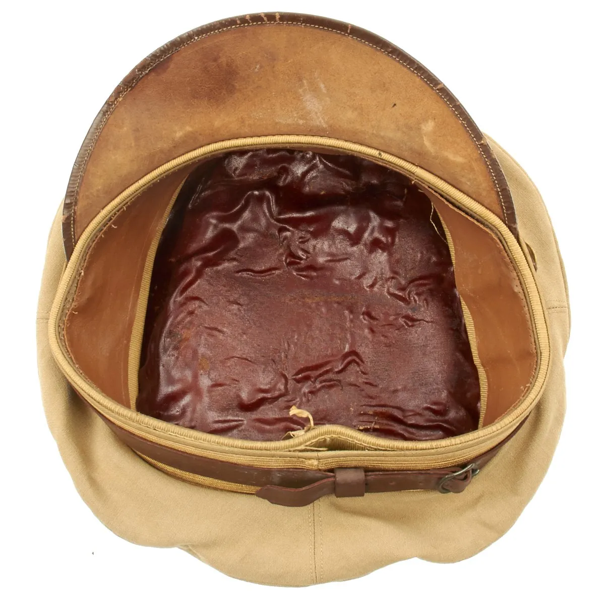Original U.S. WWII USAAF Officer Khaki Crush Peaked Visor Cap with Back Strap - Size 7 1/4