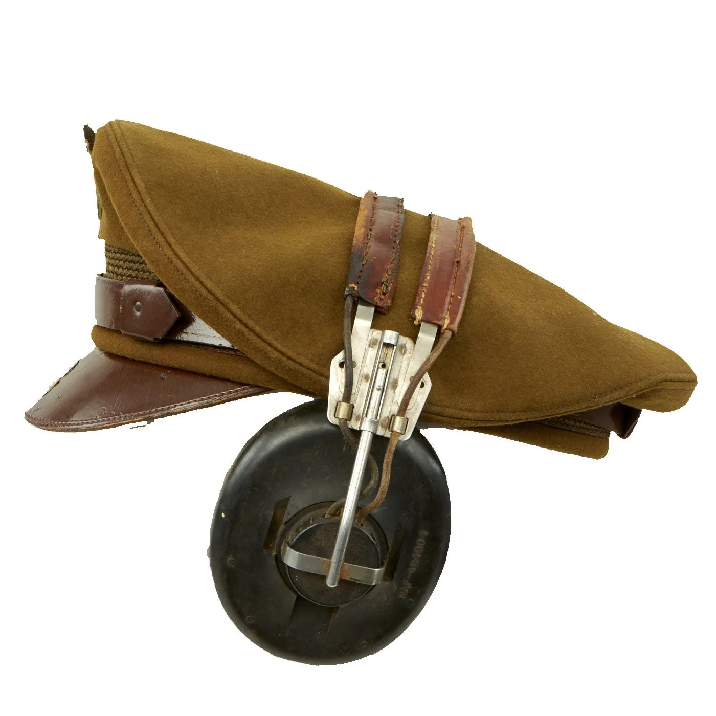 Original U.S. WWII USAAF Pilot Crush Cap with ANB-H-1 Receivers Headset