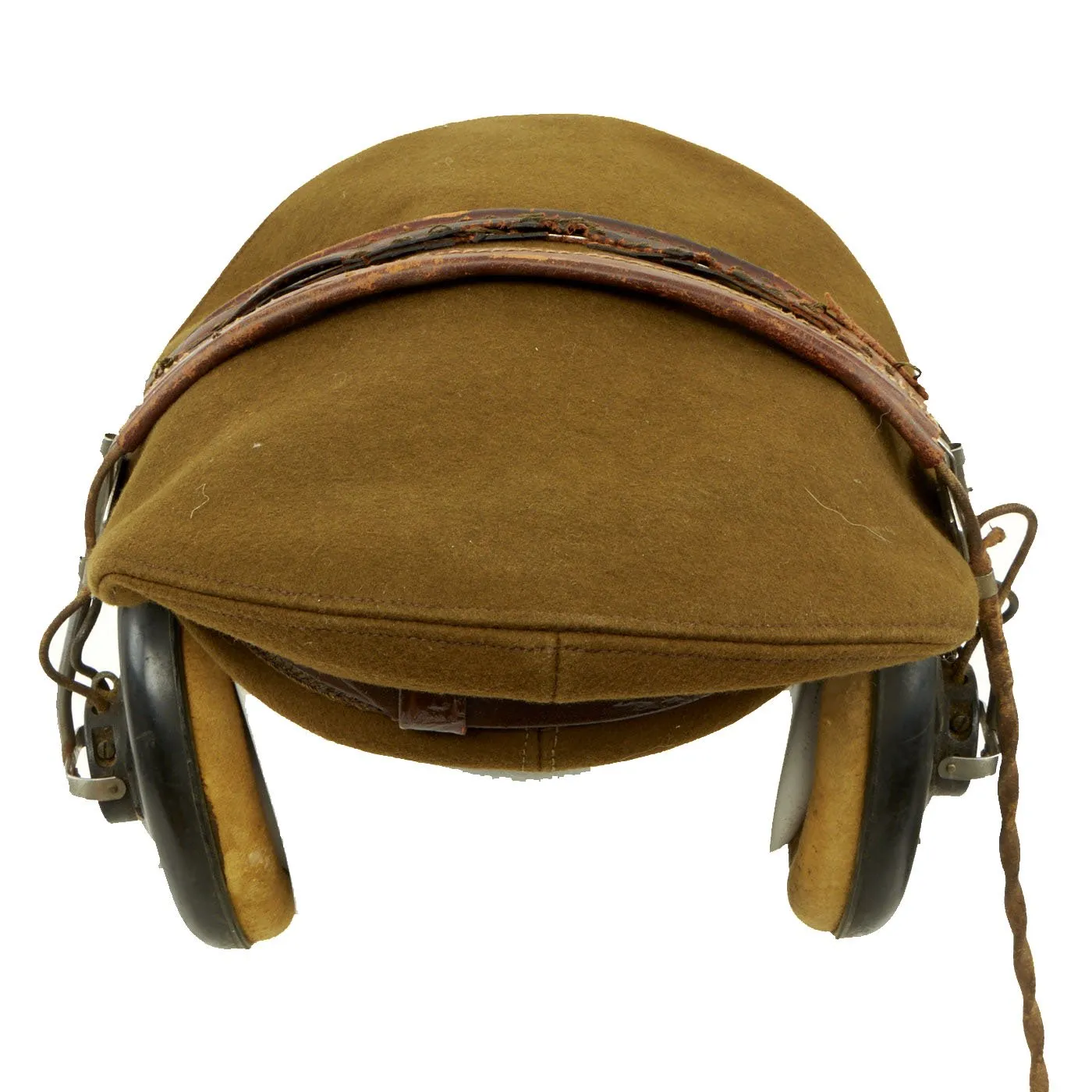 Original U.S. WWII USAAF Pilot Crush Cap with ANB-H-1 Receivers Headset