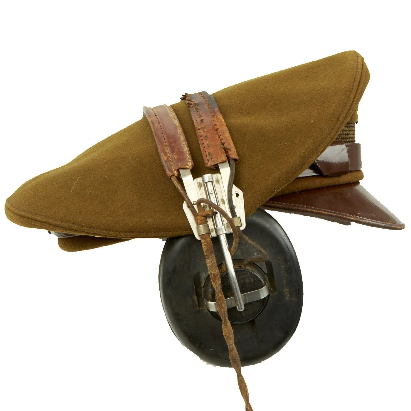 Original U.S. WWII USAAF Pilot Crush Cap with ANB-H-1 Receivers Headset